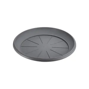 Farfurie ghiveci flori din plastic antracit cu drenaj radial
