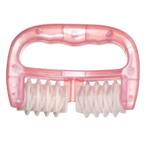 Roller pentru masaj cu 2 role din silicon, Roz Perlat, 13 cm