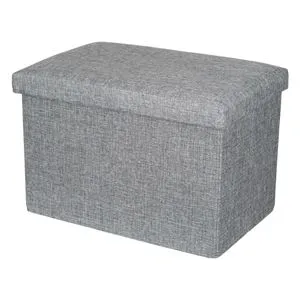 Taburet cu Spațiu de Depozitare în Material Textil, Gri