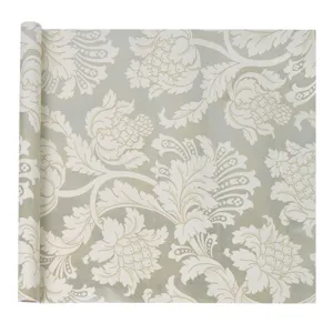 Folie autocolantă PVC pentru mobilă, model Damask, Bej și Argintiu, rolă 45x200 cm