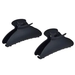 Clame de păr pentru femei, 2 buc, 9 cm, negru mat, model ondulat