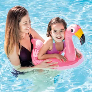 Colac gonflabil cu figurină animal 3D, model flamingo, pentru copii 3-6 ani, roz