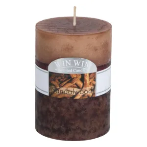Lumanare parfumata cu aroma de lemn de sandal, Maro, Ø6.8x9.5cm, 35 ore ardere