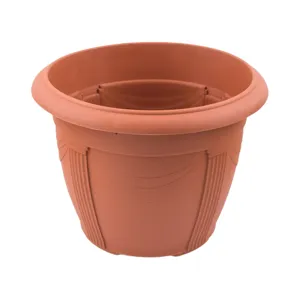 Ghiveci pentru flori din plastic teracota cu textură și capacitate mare