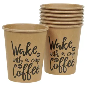 Pahare din carton kraft cu mesaj personalizat, 270 ml, set de 10 buc