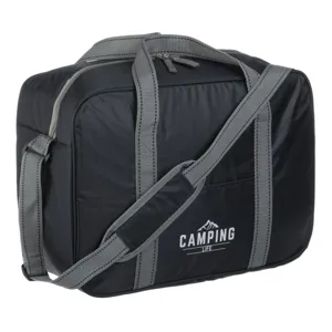 Geanta izoterma 20L neagra cu gri, 40x18x28 cm, pentru picnic si camping