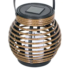 Felinar solar cu design tip lanternă, Maro, Ø15x15 cm