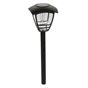 Lampă solară neagră cu bec, 44cm