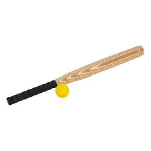 Bată de baseball cu minge, 65 cm, Lemn, Maro