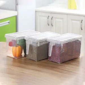 Cutii Organizatoare Frigider Plastic Transparent cu Maner și Capac