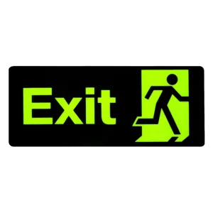 Indicator Autocolant EXIT Fluorescent PVC Negru Verde pentru Siguranță