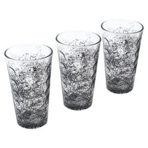Set de 3 Pahare de Sticlă Transparentă cu Grafică Negruie