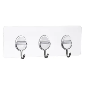 Cuier Autocolant Triplu, Transparent, 20x7.5cm