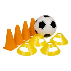 Set de antrenament cu minge și conuri, 9 piese, multicolor