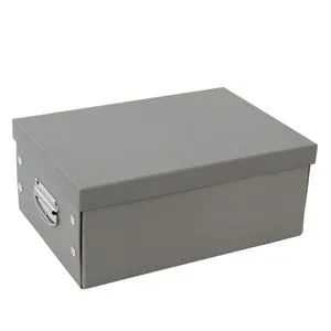 Cutie de Depozitare Pliabilă din Carton Gri cu Maner