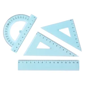 Set rigle geometrice transparente albastre, 4 piese