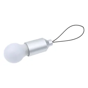 Lanterna mini LED glob cu breloc de chei, 5 cm argintie