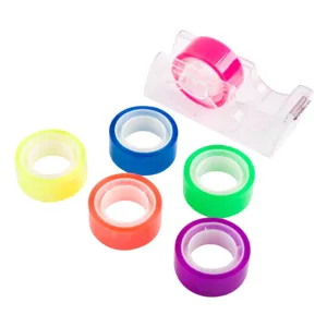 Suport pentru bandă adezivă transparent, cu 6 benzi colorate, 18mm x 10m