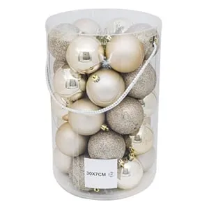 Set Globuri de Craciun Bej Mat Stralucitoare Glitter Ø7cm