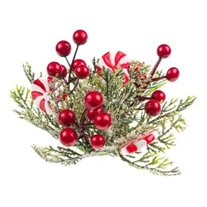 Inel Decorativ Crăciun Verde cu Ramuri de Brad și Pomusoare, Diametru 18cm, Plas