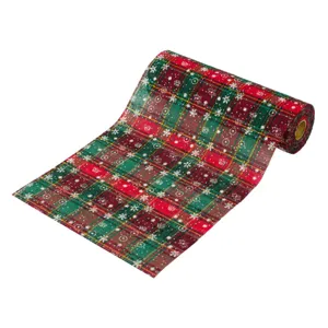 Textil Decorativ Crăciun Carouri Roșu Verde 5m x 24cm