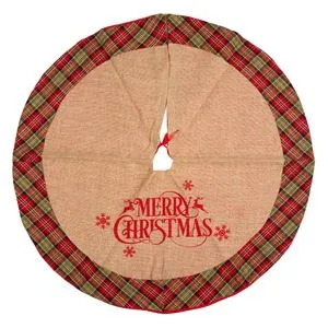 Covoras fusta pentru brad, Bej, Carouri Merry Christmas, 102cm