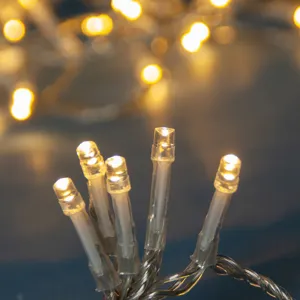 Instalație Lumini LED 100 Becuri Alb Cald Cablu Transparent Extensibil IP44