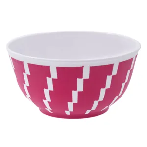 Bol din Plastic Mat, Fucsia cu Dungi Albe, 350 ml