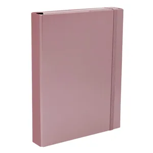 Mapă din carton roz metalizat cu elastic, 23.5x4x31.5 cm