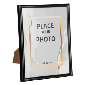 Rama foto neagra din plastic, 15x20 cm, pentru masa sau perete