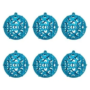 Set globuri de Craciun turcoaz cu glitter Ø8cm - 6 bucăți