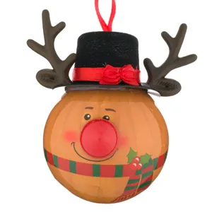 Glob de Crăciun Cerb cu Pălărie Neagră și Nas Roșu, Ornament de Decorațiuni