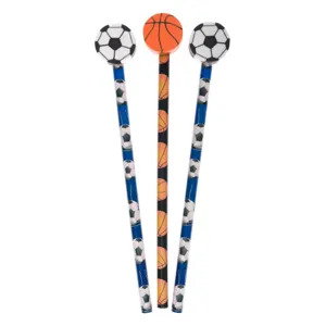Set 3 creioane sportiv fotbal baschet multicolor cu topper