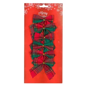 Set Fundițe Decorative Carouri Roșu Verde pentru Decorațiuni de Crăciun