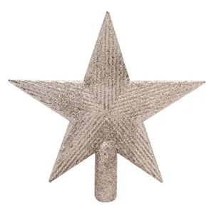 Vârf pentru brad de Crăciun, Stea bej cu sclipici, 22 cm