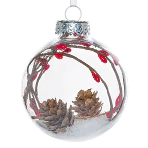 Glob Transparent Ornament Brad de Craciun cu Crengută