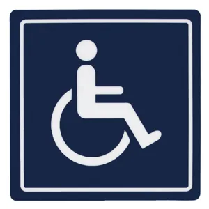 Autocolant simbol persoane cu dizabilități 15x15 cm albastru