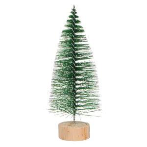 Brad Decorativ Verde Nins cu Bază de Lemn pentru Decorațiuni de Crăciun