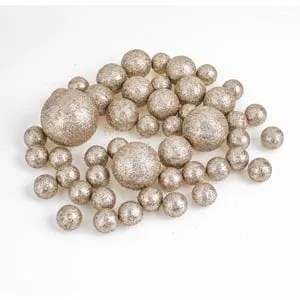 Globuri Decorative de Crăciun Bej Sampanie cu Glitter - Set 24 Bucăți