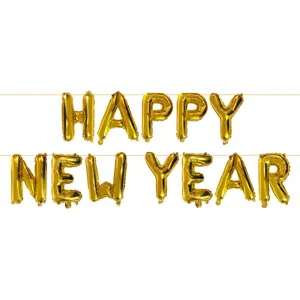 Set Baloane Aluminiu Aurii pentru Petrecere Happy New Year