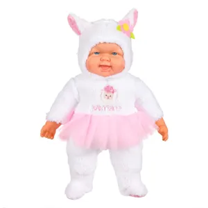 Papusă bebelus costum oită albă roz tutu 50cm