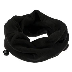 Fular circular din fleece, Negru, cu cordon ajustabil