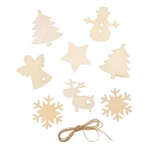 Set Decoratiuni Craciun de Lemn cu 8 Modele Unice