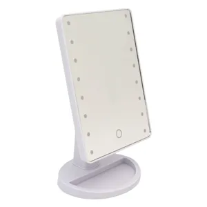 Oglindă pentru machiaj cu suport și 16 becuri LED