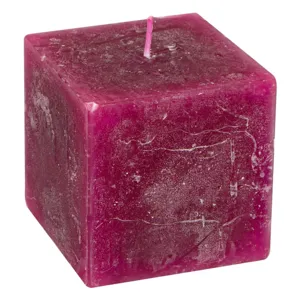 Lumanare decorativă patrată bordo violetă 7.5x7.5x7.5cm
