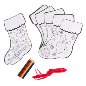 Set Decorațiuni Crăciun Sosete și Creioane Colorate pentru Activități