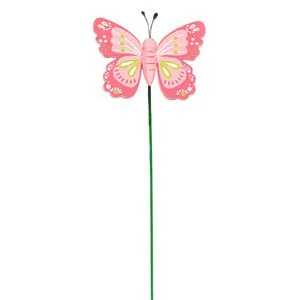 Stick decorativ pentru ghiveci, Fluture din lemn, 25 cm