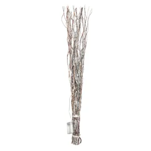 Instalație Luminoasă cu Crenguțe LED Maro cu Zăpadă, Design Natural