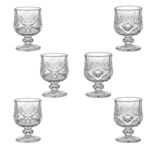 Set 6 Pahare din Sticlă cu Picior pentru Lichior, 28 ml, Transparent