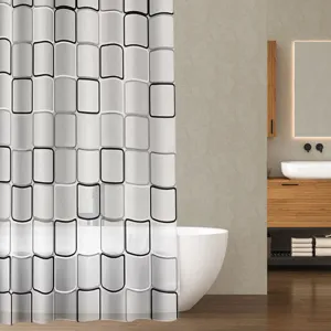 Perdea de dus alba PEVA 180x200 cm cu 12 inele